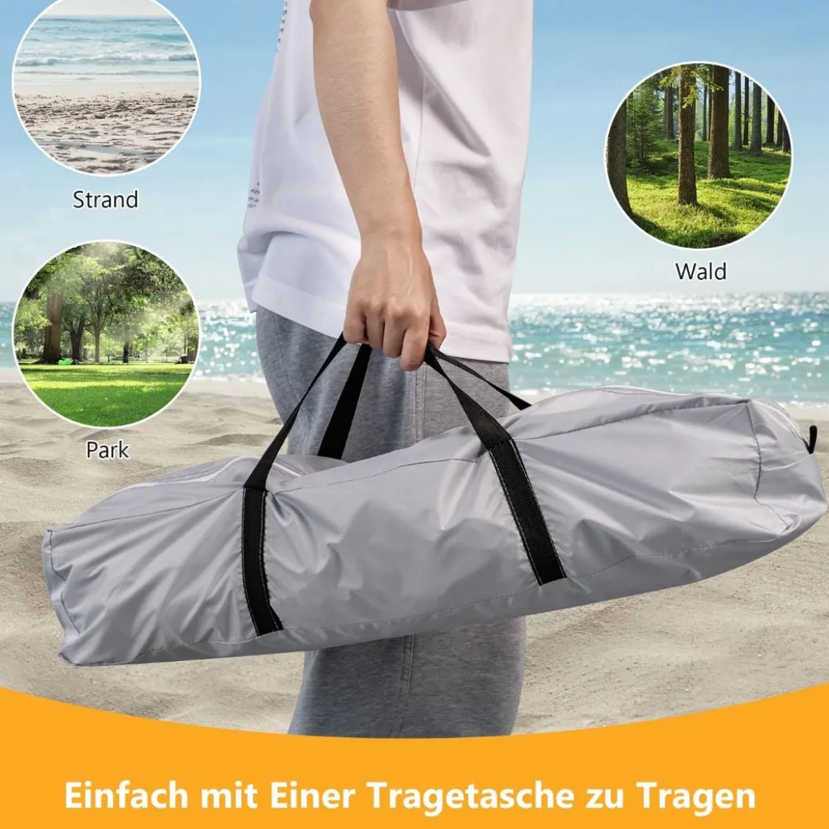 Großes Outdoor-Überdachungszelt Sonnenschutz mit Tragetasche für 6-8 Personen Weiß
