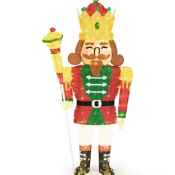 Groß Weihnachten Nussknacker Figur mit LED-Lichtern XXL Beleuchtete Weihnachtsdeko