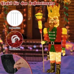 Groß Weihnachten Nussknacker Figur mit LED-Lichtern XXL Beleuchtete Weihnachtsdeko