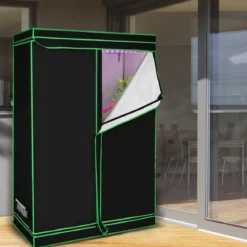 Growzelt Zuchtschrank Pflanzenzucht Gewächszelt 120 × 60 × 180 cm Schwarz