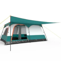 Groß Zelt mit Vorzelt & Boden & 2 Räumen & 2 Eingänge & Tragetasche Campingzelt Familienzelt