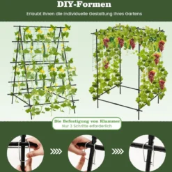 Gurken-Trellis mit Netz für Kletterpflanzen & Kunststoffbeschichteten Metallstangen & Clips Pflanzenstütz
