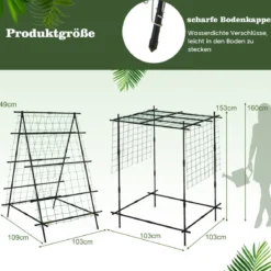 Gurken-Trellis mit Netz für Kletterpflanzen & Kunststoffbeschichteten Metallstangen & Clips Pflanzenstütz