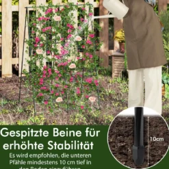 Gurke Rankhilfe Set A-förmig einstellbare Breite Rankgitter mit Netz 88 x 124 x 30-60 cm Schwarz
