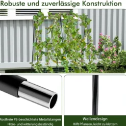 Gurke Rankhilfe Set A-förmig einstellbare Breite Rankgitter mit Netz 88 x 124 x 30-60 cm Schwarz