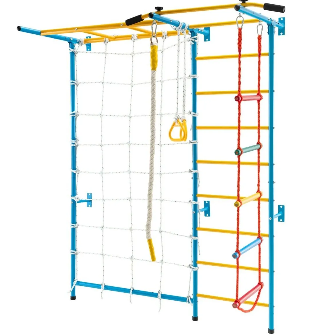 Gymnastikgerät 7 in 1 Kinder Kletterwand mit Netz 197,5 x 83,5 x 223 cm