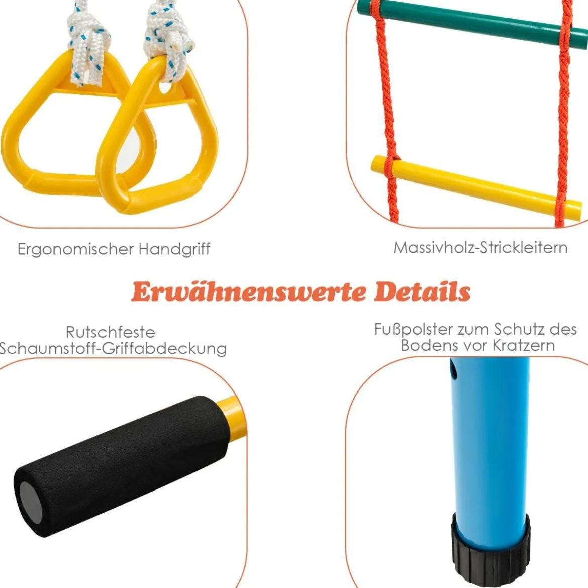 Gymnastikgerät 7 in 1 Kinder Kletterwand mit Netz 197,5 x 83,5 x 223 cm