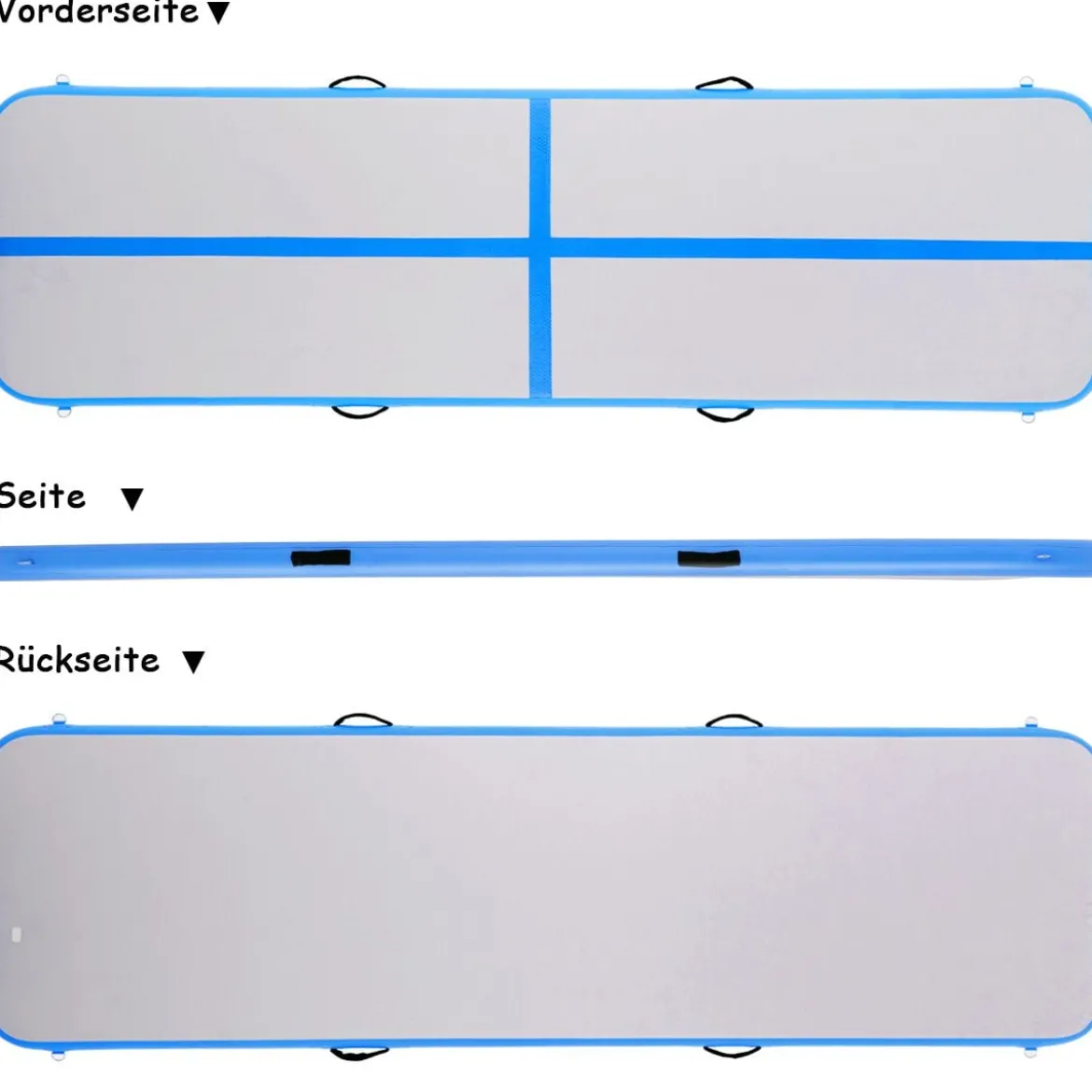 Gymnastikmatte Aufblasbar Tumbling Matte Trainingsmatte Blau/Rosa/Schwarz 400 x 100 x 10 cm
