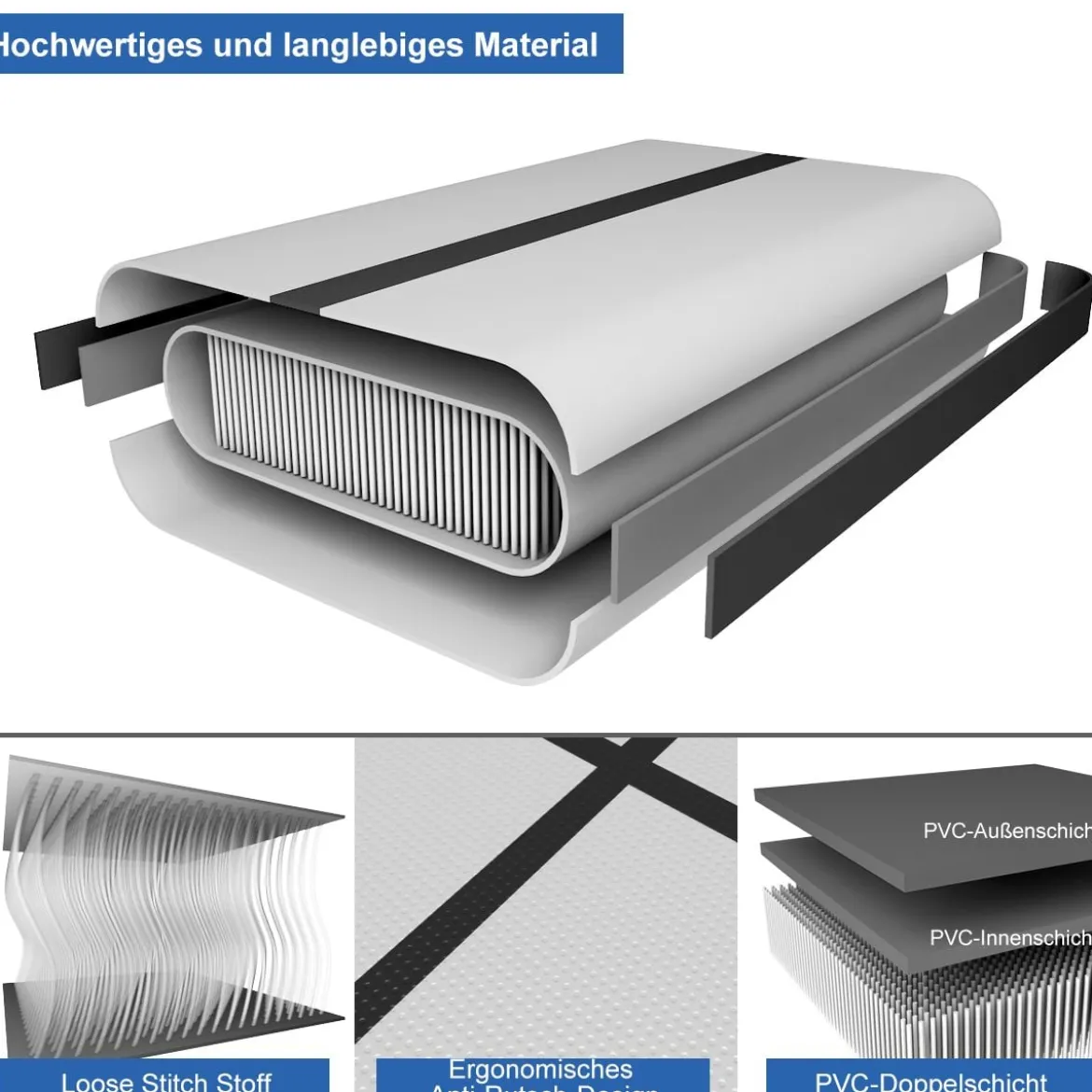 Gymnastikmatte Aufblasbar Tumbling Matte Trainingsmatte Blau/Rosa/Schwarz 400 x 100 x 10 cm