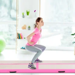 Gymnastikmatte Aufblasbar Tumbling Matte Trainingsmatte Blau/Rosa/Schwarz 400 x 100 x 10 cm