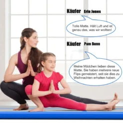 Gymnastikmatte Aufblasbar Tumbling Matte Trainingsmatte Blau/Rosa/Schwarz 400 x 100 x 10 cm