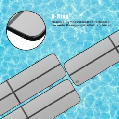 Gymnastikmatte Aufblasbar Tumbling Matte Trainingsmatte Blau/Rosa/Schwarz 400 x 100 x 10 cm