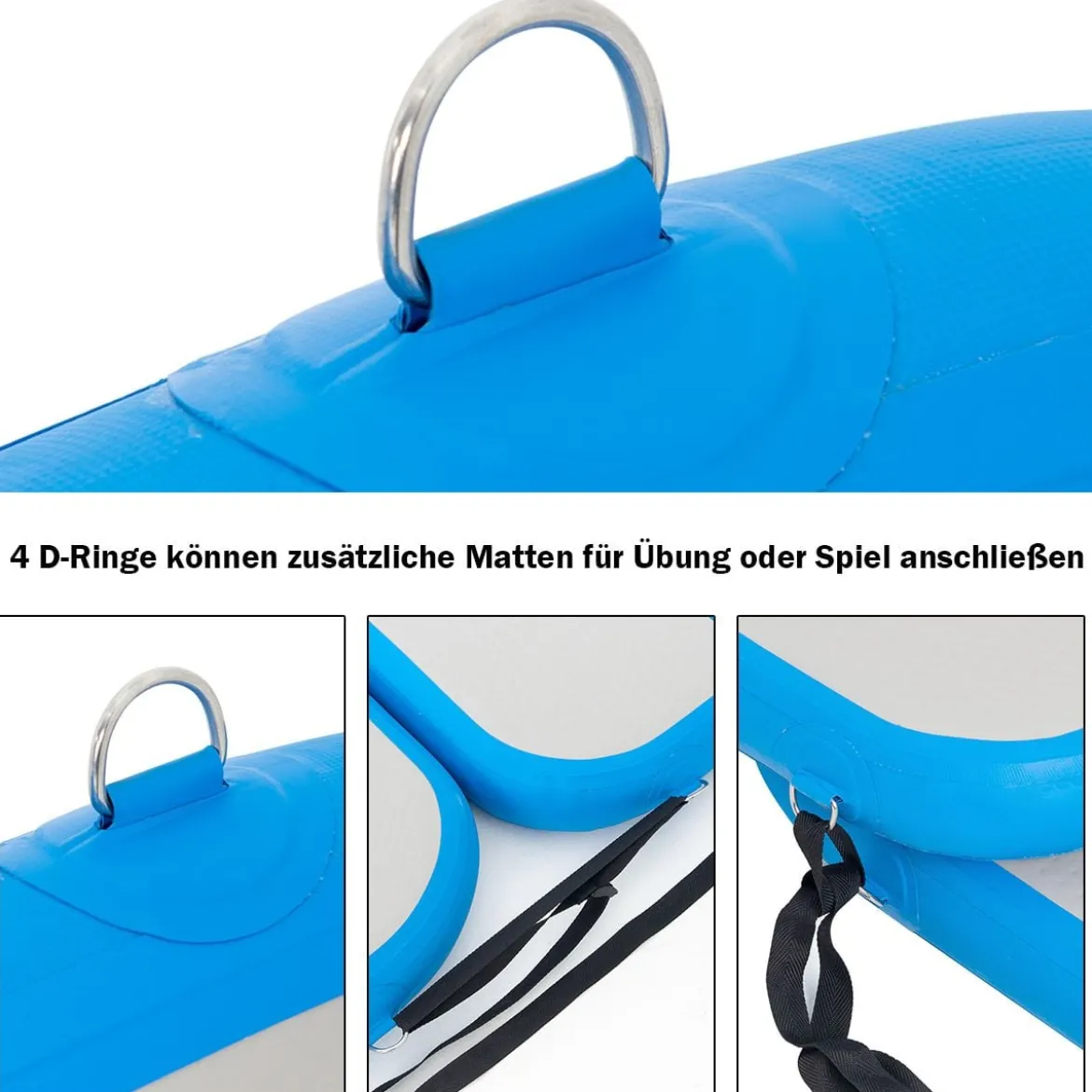 Gymnastikmatte Aufblasbar Tumbling Matte Trainingsmatte Blau/Rosa/Schwarz 400 x 100 x 10 cm