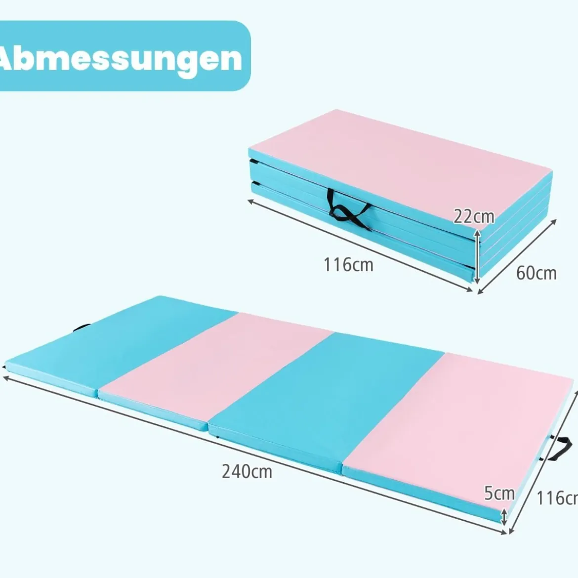 Gymnastikstangen + Gymnastikmatte Set Reckstange Weichbodenmatte Turnbarren Blau