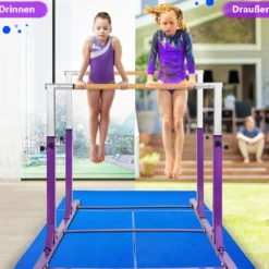 Gymnastikstangen Reckstange Turnbarren mit einstellbarer Breite 250 x 132 x 140 cm Violett