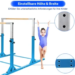 Gymnastikstangen Reckstange Turnbarren mit einstellbarer Breite 250 x 132 x 140 cm Blau