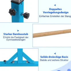 Gymnastikstangen Reckstange Turnbarren mit einstellbarer Breite 250 x 132 x 140 cm Blau
