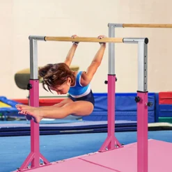 Gymnastikstangen Reckstange Turnbarren mit einstellbarer Breite 250 x 132 x 140 cm Rosa