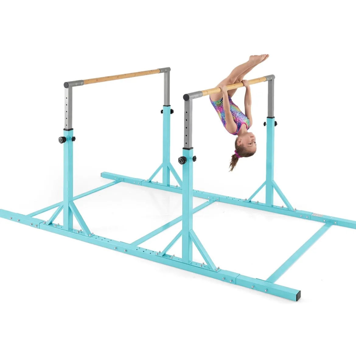 Gymnastik Turnreck bis 100kg Belastbar Höhenverstellbar & Breiteverstellbar Reckstange Türkis