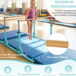 Gymnastik Turnreck bis 100kg Belastbar Höhenverstellbar & Breiteverstellbar Reckstange Türkis