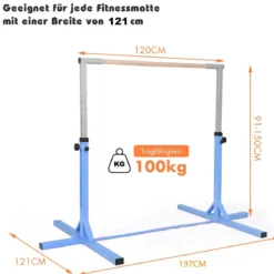 Gymnastik Turnreck Höhenverstellbare Turnstangen Belastbare Reckstange Rosa/Blau/Lila