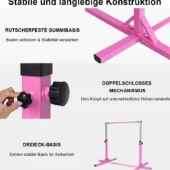 Gymnastik Turnreck Höhenverstellbare Turnstangen Belastbare Reckstange Rosa/Blau/Lila