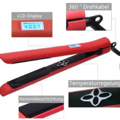 Haarglätter Glätteisen Haarglätteisen Haar Straightener Keramik mit LCD-Display
