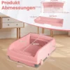 Halbautomatische Katzenstreu-Box mit offenem Deckel spritzgeschützte Katzentoilette Rosa