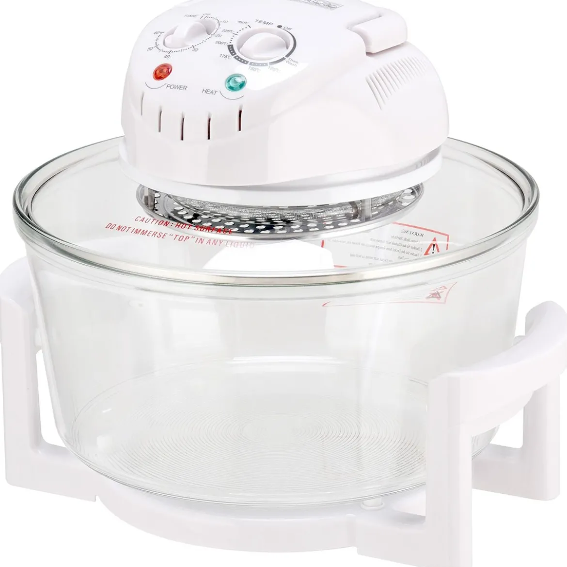 Halogenofen 17L 1200W-1400W Heissluftofen Heißluftgrill mit Erweiterungsring Weiß