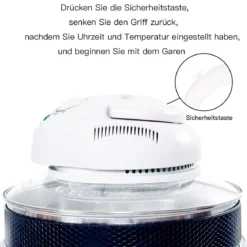 Halogenofen 17L 1200W-1400W Heissluftofen Heißluftgrill mit Erweiterungsring Weiß