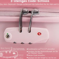 20” Handgepäck Reisekoffer mit Spinnerrädern & TSA-Schloss PC-Hartschalenkoffer mit Aufkleber 38 x 22 x 57 cm Rosa