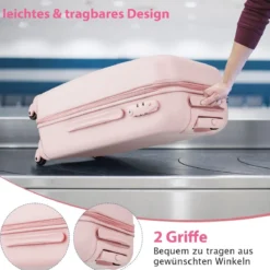 20” Handgepäck Reisekoffer mit Spinnerrädern & TSA-Schloss PC-Hartschalenkoffer mit Aufkleber 38 x 22 x 57 cm Rosa