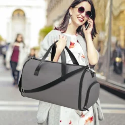 Handgepäcktasche mit Schuhfach & verstellbarem Schultergurt 2-in-1-Hängeanzug-Reisetasche Dunkelgrau
