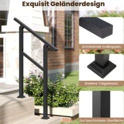 Handlauf Treppengeländer Seitliche Montage Eingangsgeländer mit flexiblem Winkelverstellung 70 cm