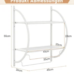 Handtuchhalter Badezimmer Wand Handtuchhalter Badregal 45 x 25,5 x 55 cm Metall Silber/Weiß/Schwarz