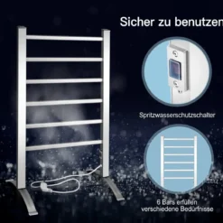 Handtuchhalter Multifunktionaler Elektrischer Handtuchwärmer mit 6 Stangen Silbern