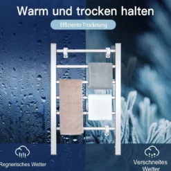 Handtuchhalter Multifunktionaler Elektrischer Handtuchwärmer mit 6 Stangen Silbern