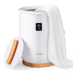 Handtuchwärmer Eimer 20L großer beheizter Handtuchwärmer mit LED-Anzeige 1-Knopf-Bedienung & Timer Weiß