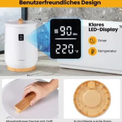Handtuchwärmer Eimer 20L großer beheizter Handtuchwärmer mit LED-Anzeige 1-Knopf-Bedienung & Timer Weiß