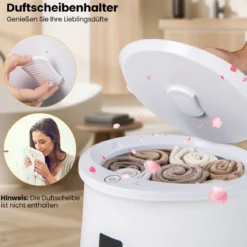 Handtuchwärmer Eimer 20L großer beheizter Handtuchwärmer mit LED-Anzeige 1-Knopf-Bedienung & Timer Weiß