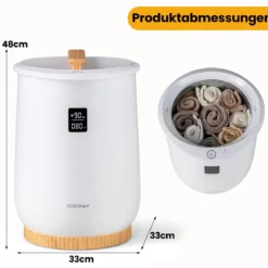 Handtuchwärmer Eimer 20L großer beheizter Handtuchwärmer mit LED-Anzeige 1-Knopf-Bedienung & Timer Weiß