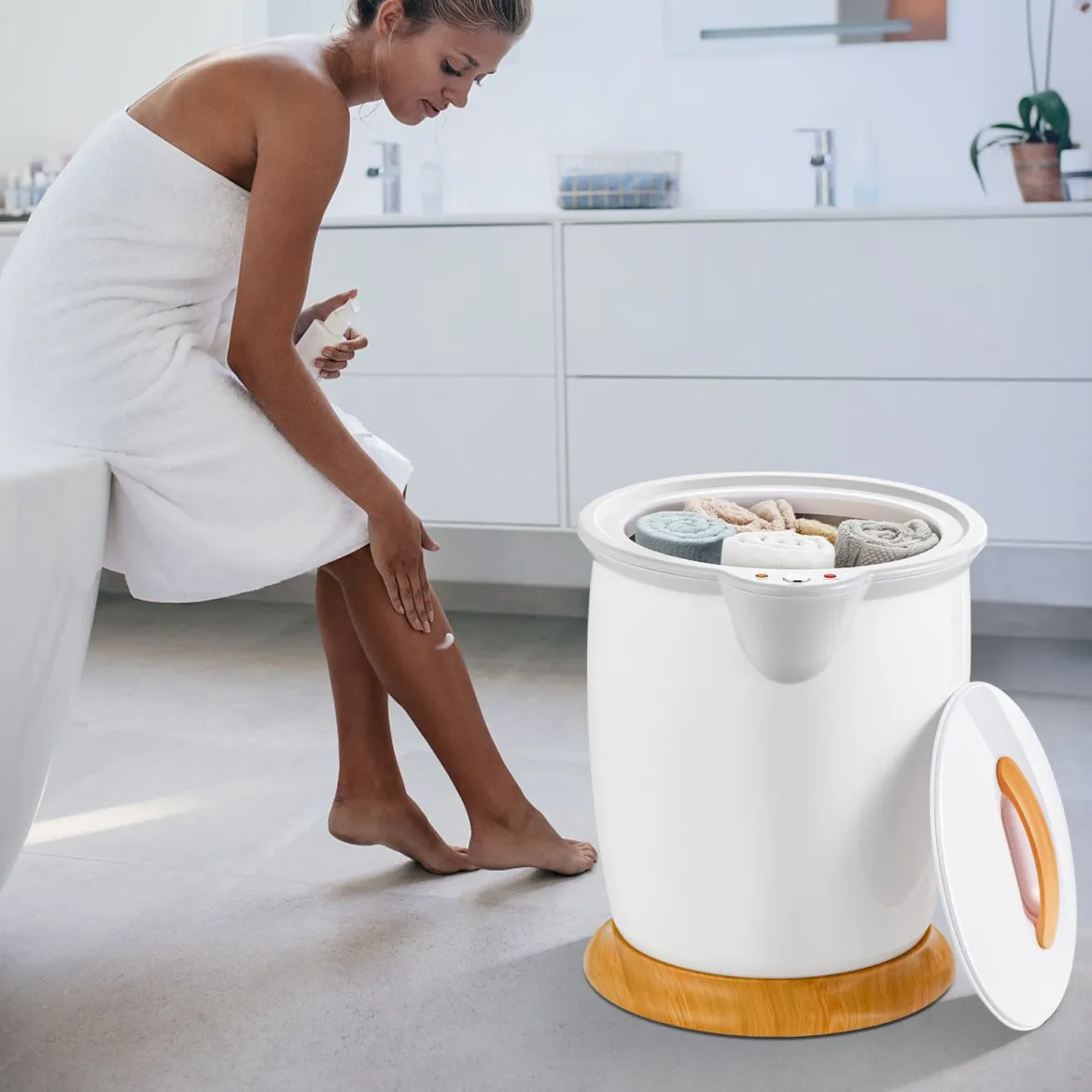 Handtuchwärmer Eimer 20L Handtuchwärmer mit Dufthalter Tragbarer Spa Heizgerät für Heiße Weiß
