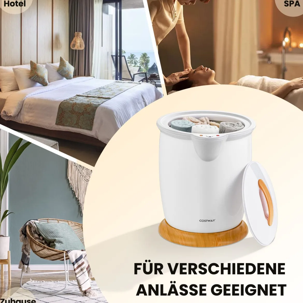 Handtuchwärmer Eimer 20L Handtuchwärmer mit Dufthalter Tragbarer Spa Heizgerät für Heiße Weiß