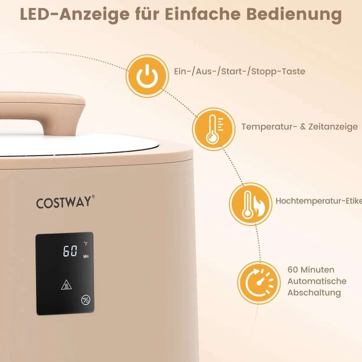 Handtuchwärmer 18 L Deckenwärmer mit LED-Anzeige & automatischer Abschaltung tragbarer heißer Handtuchbehälter Braun