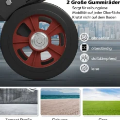 Handwagen zum Fasstransport mit 2 Gummirädern & Glockenhaken mit Feder Schwarz