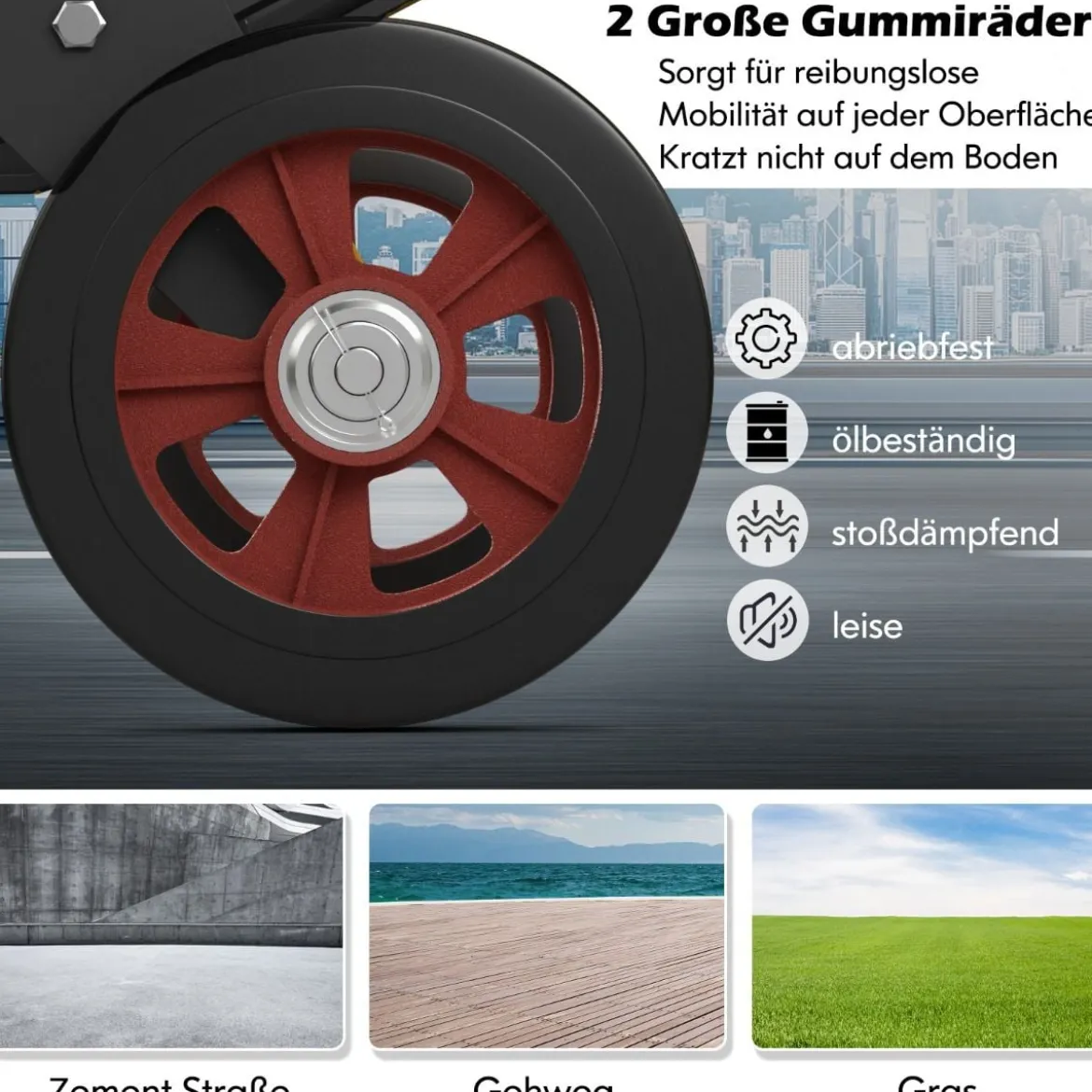 Handwagen zum Fasstransport mit 2 Gummirädern & Glockenhaken mit Feder Schwarz