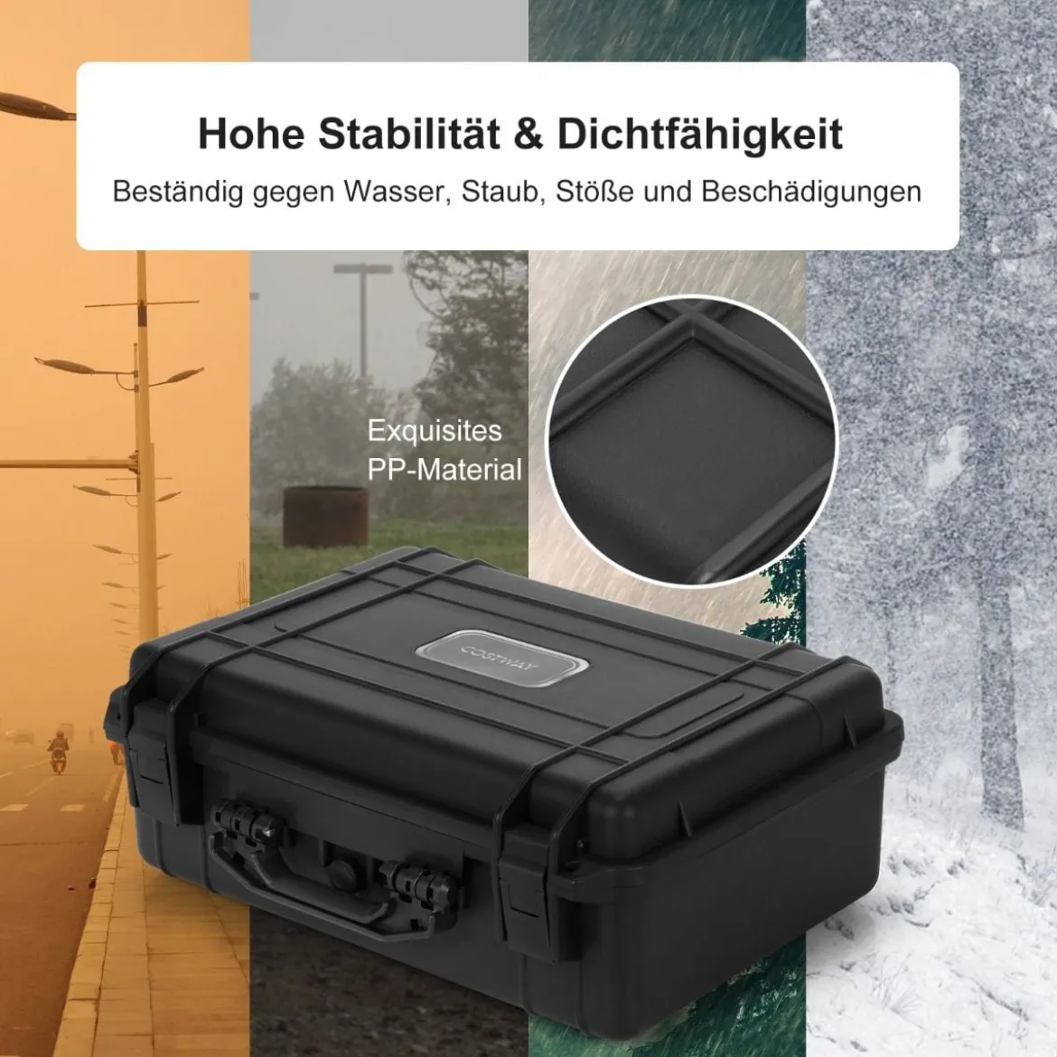 22" Hartschalen-Kamerakoffer Unisversal Anpassbar Wasserdichter Hartschalenkoffer Schwarz