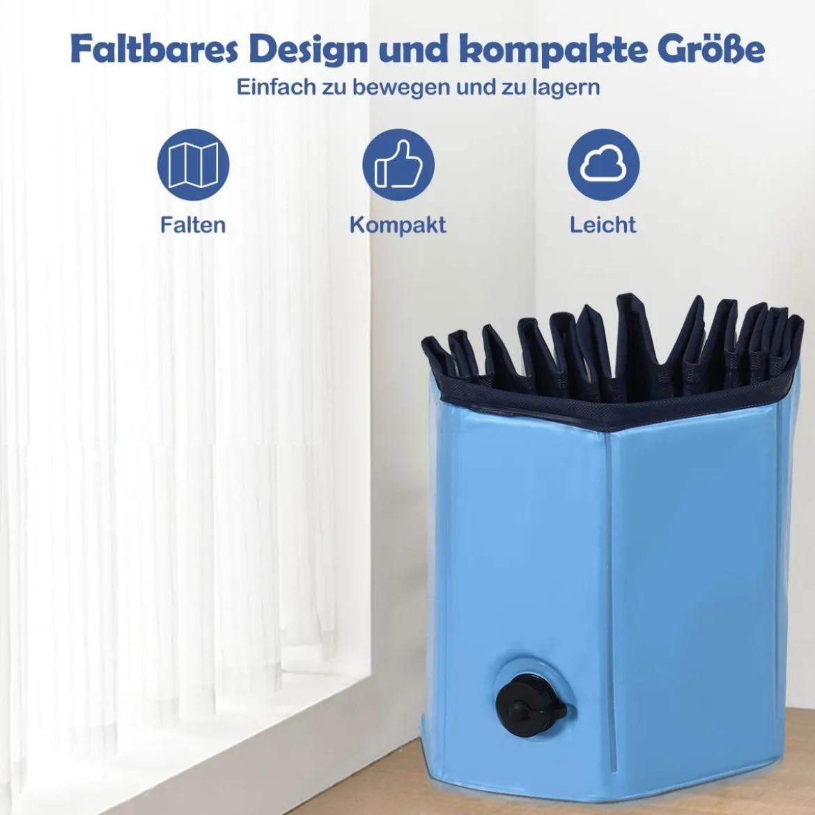 Haustier Pool Tragbarer Haustier Swimmingpool Faltbare Badewanne Pool für Hunde Katzen Kinder Blau