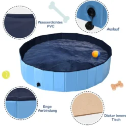 Haustier Pool Tragbarer Haustier Swimmingpool Faltbare Badewanne Pool für Hunde Katzen Kinder Blau