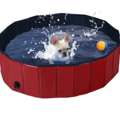 Haustier Pool Tragbarer Haustier Swimmingpool Faltbare Badewanne Pool für Hunde Katzen Kinder Rot